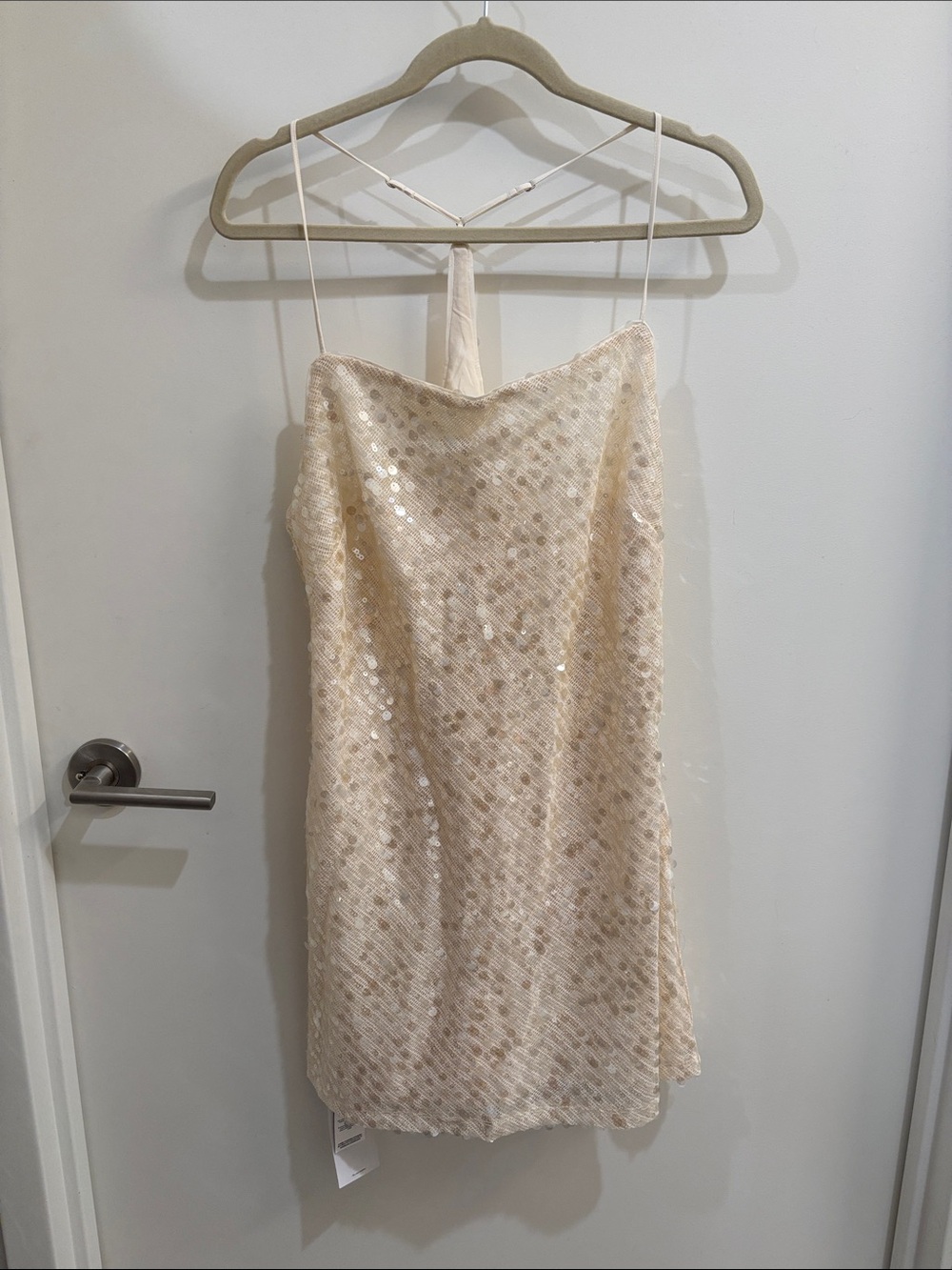 NWT Abercrombie & Fitch Ivory Sequin Mini Dress